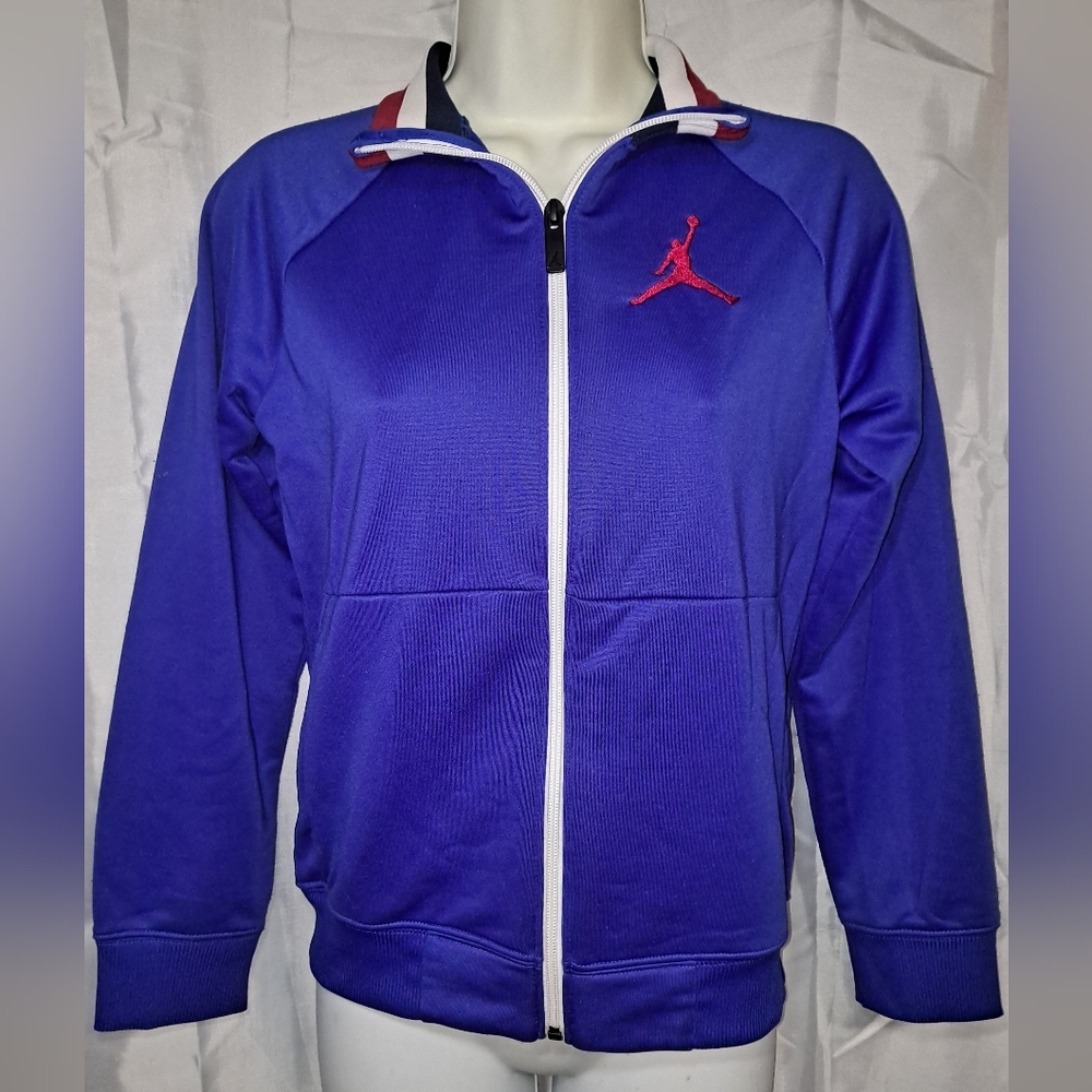 Air Jordan Royal Blue Track Jacket with Red Embroidered Logo Unisex Youth Medium